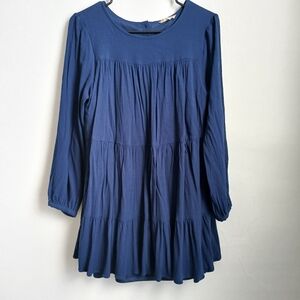 Altard State Navy Blue Boho Long Sleeve Dress Womens Size M